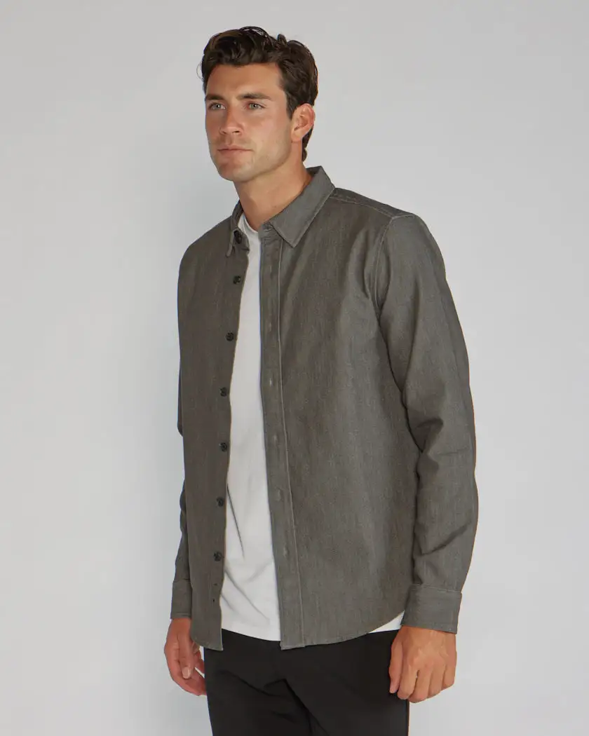 Tech Denim Long Sleeve Button Down