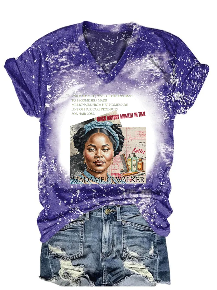 Women'S Black History Moment In Time V-Neck T-Shirt
