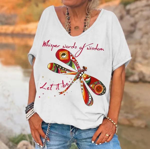 Whisper Words Of Wisdom Dragonfly Printed Tees