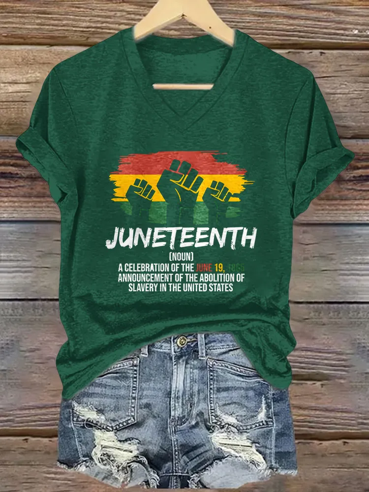Women'S Juneteenth V-Neck Short-Sleeved T-Shirt