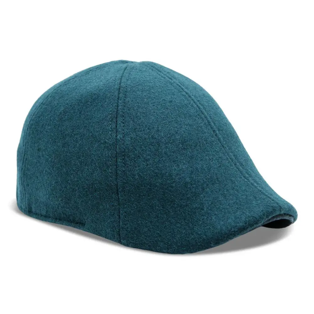 The Kenmore Boston Scally Cap - Slate Blue and Black Leather Brim