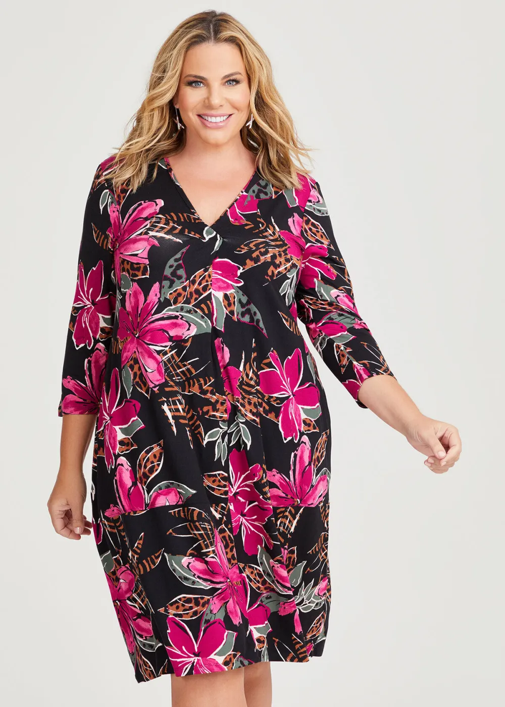 V-neck Natural Dress
