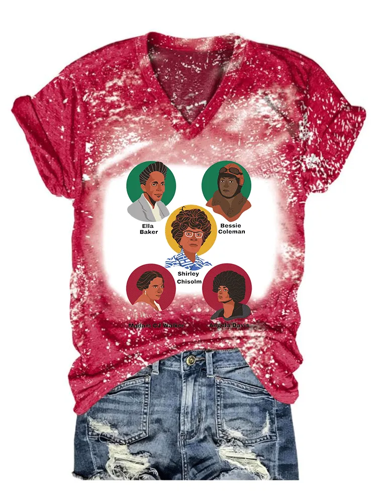 Women'S Ella Baker Bessie Coleman Shirley Chisolm Madam Cj Walker Angela Davis V-Neck T-Shirt