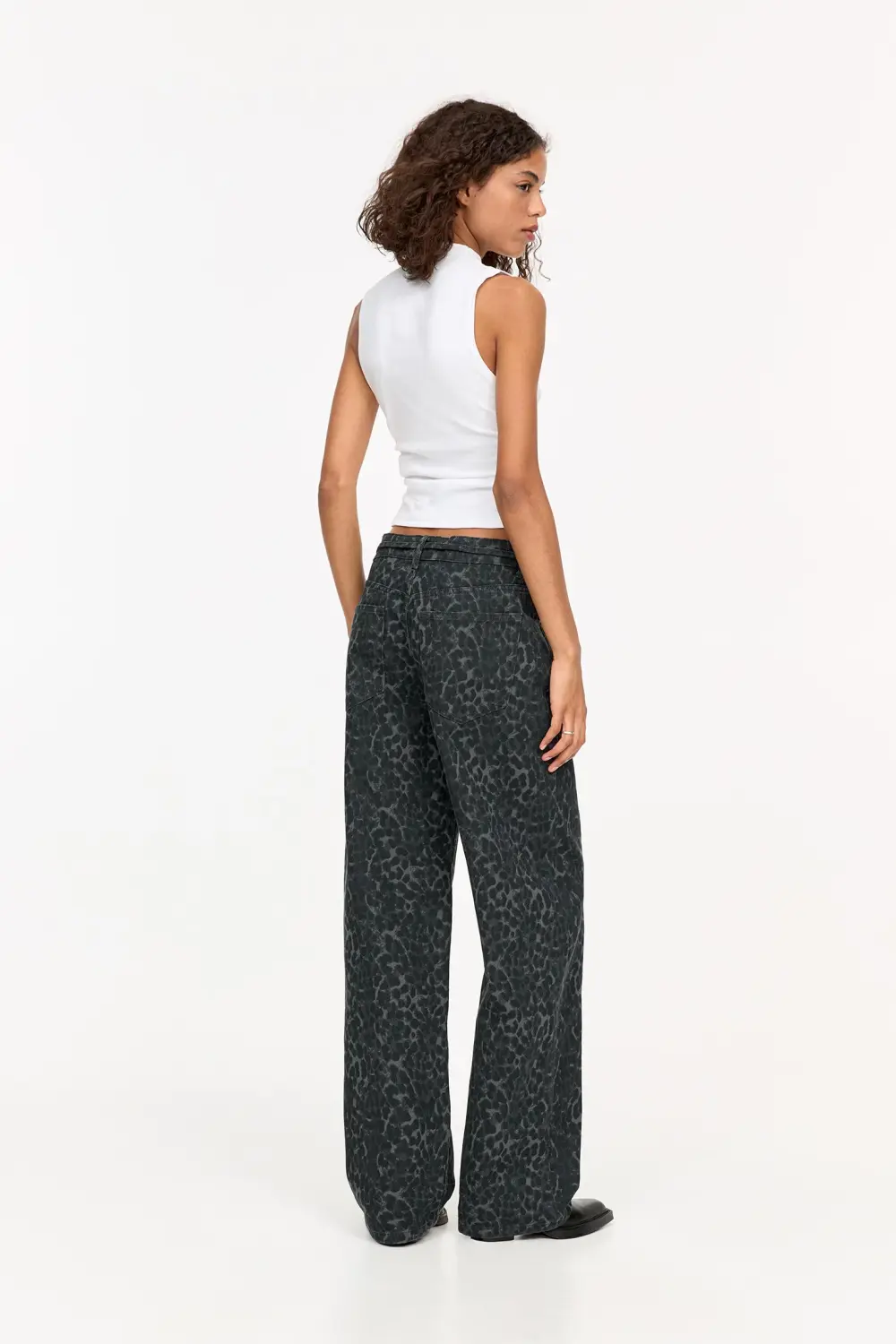 High neck gathered top