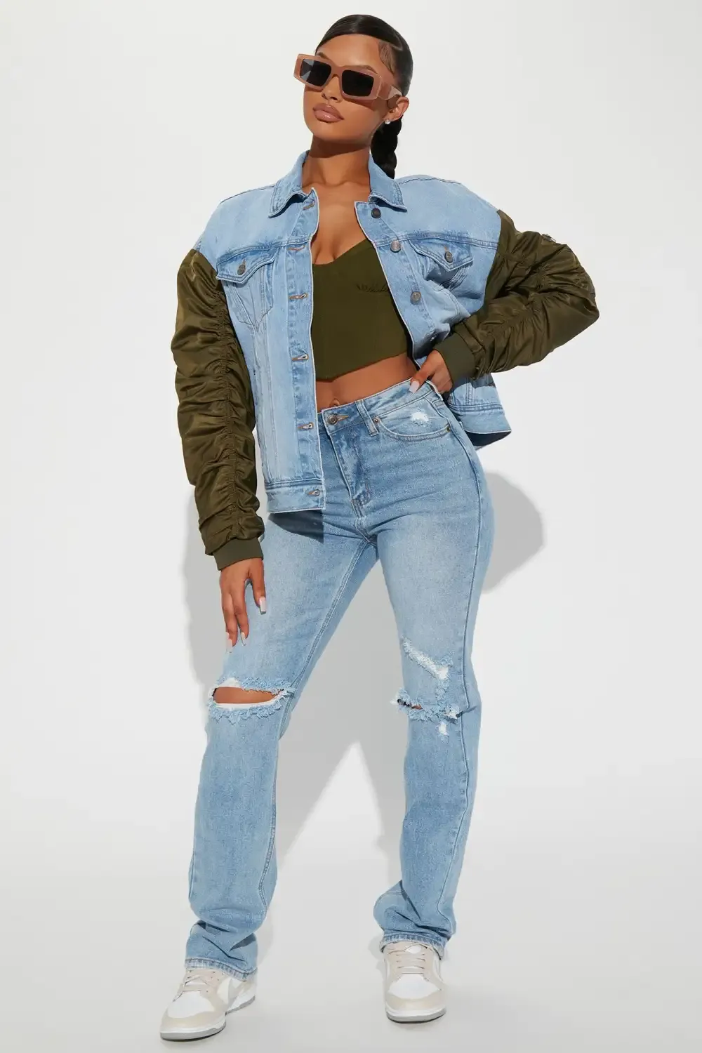 Daredevil Ripped Straight Leg Jeans - Light Blue Wash