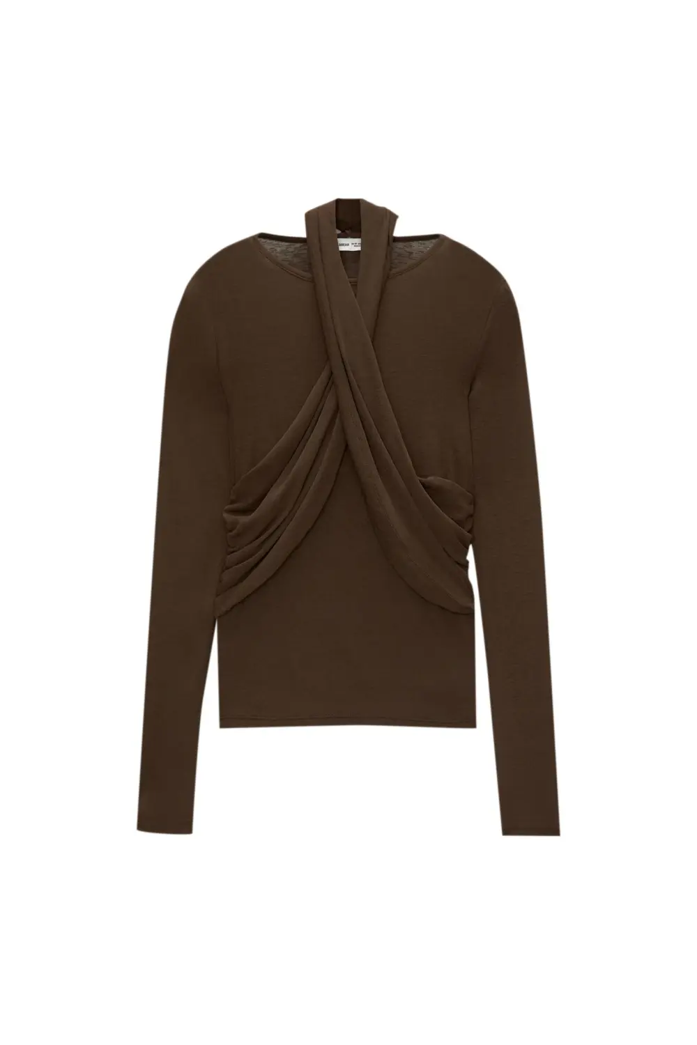 Crossover neckline T-shirt
