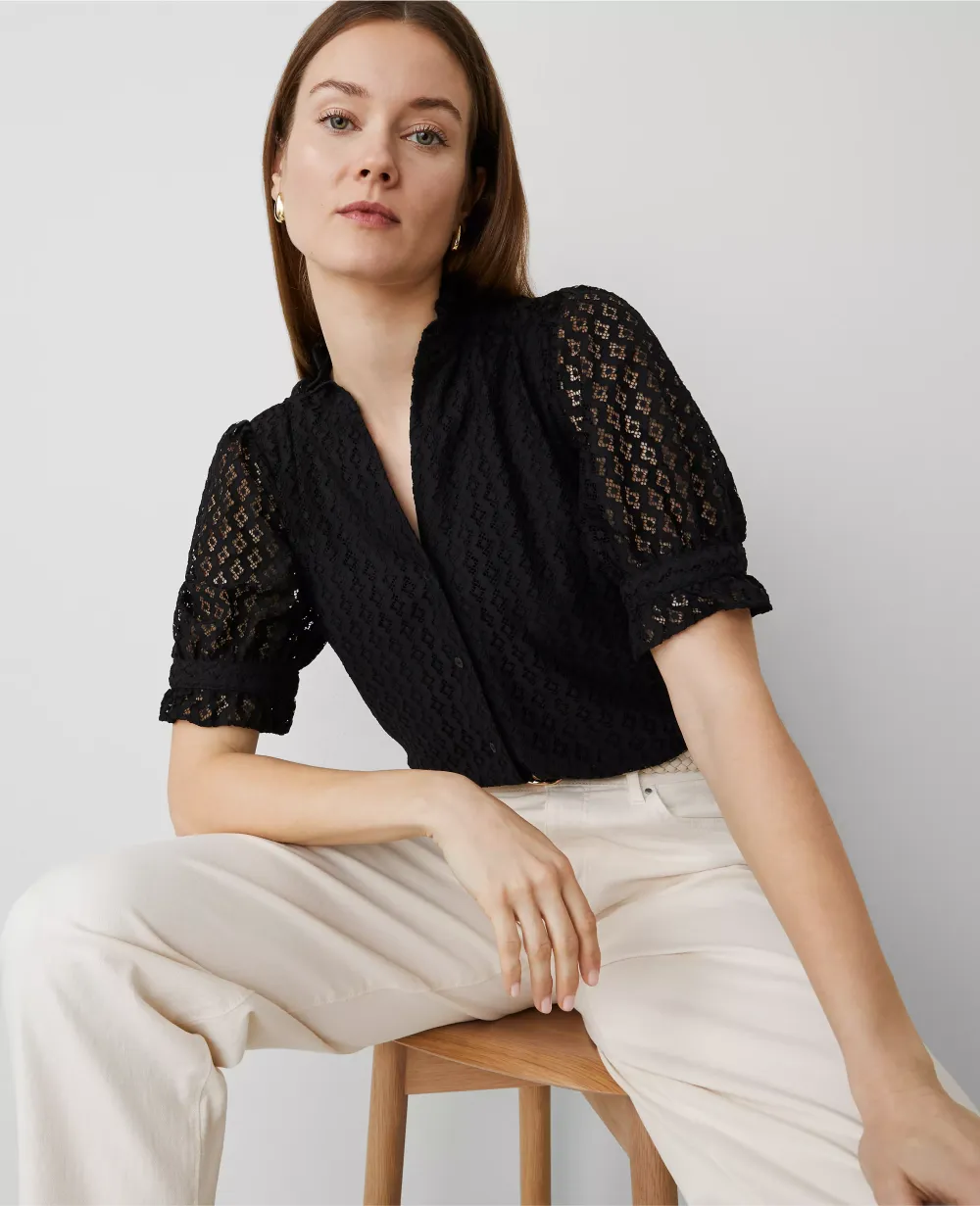 Lace Ruffle Collar Blouse