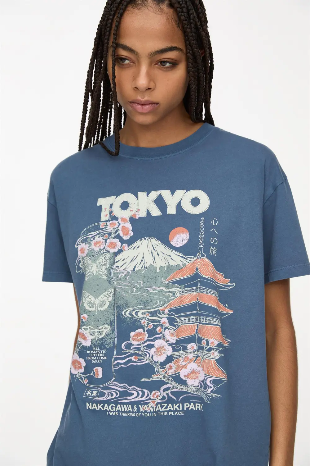 Camiseta azul gráfico Tokyo