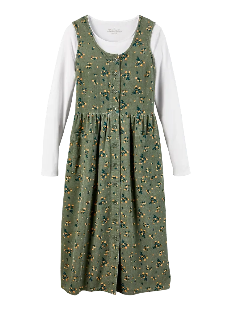 Button-Front Cotton Corduroy Jumper