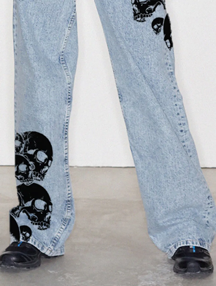 80s Light Blue Wash Low Rise Parallel Jeans