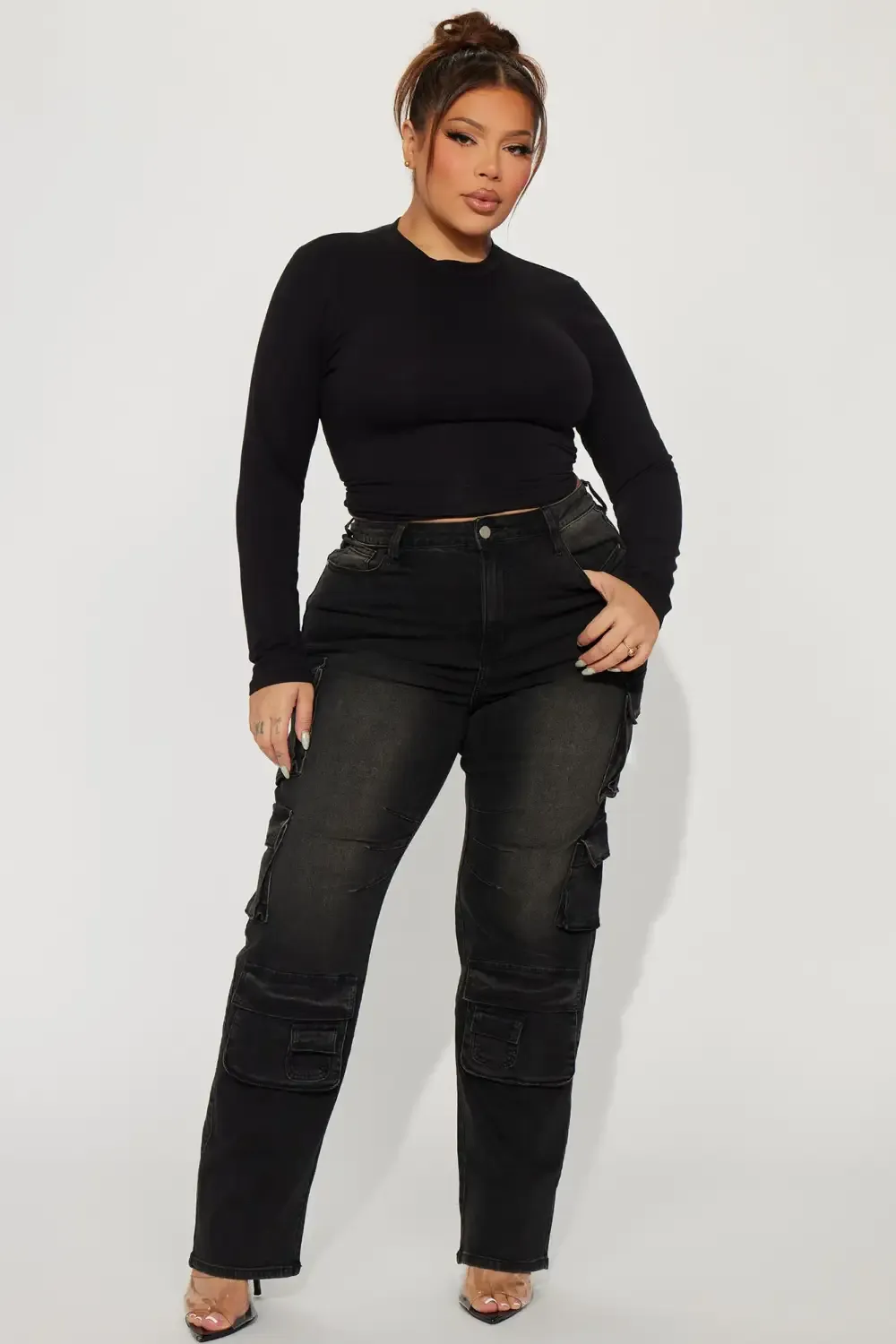 Cheat Code Straight Leg Cargo Jeans - Black Wash