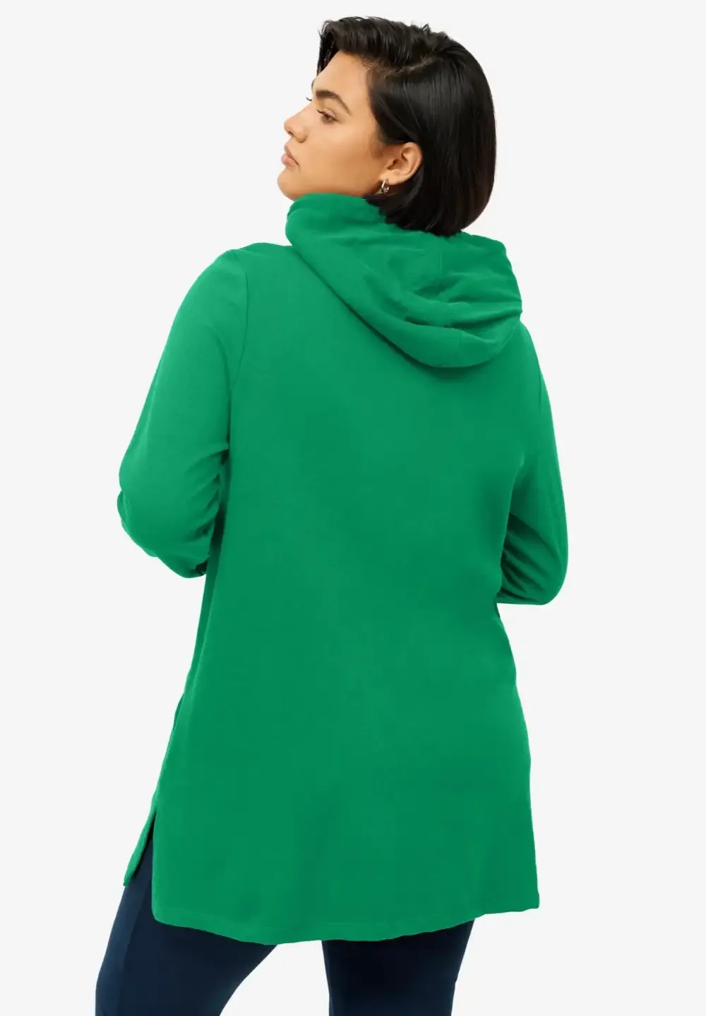 French Terry Zip-Front Hoodie With Zip Pockets
