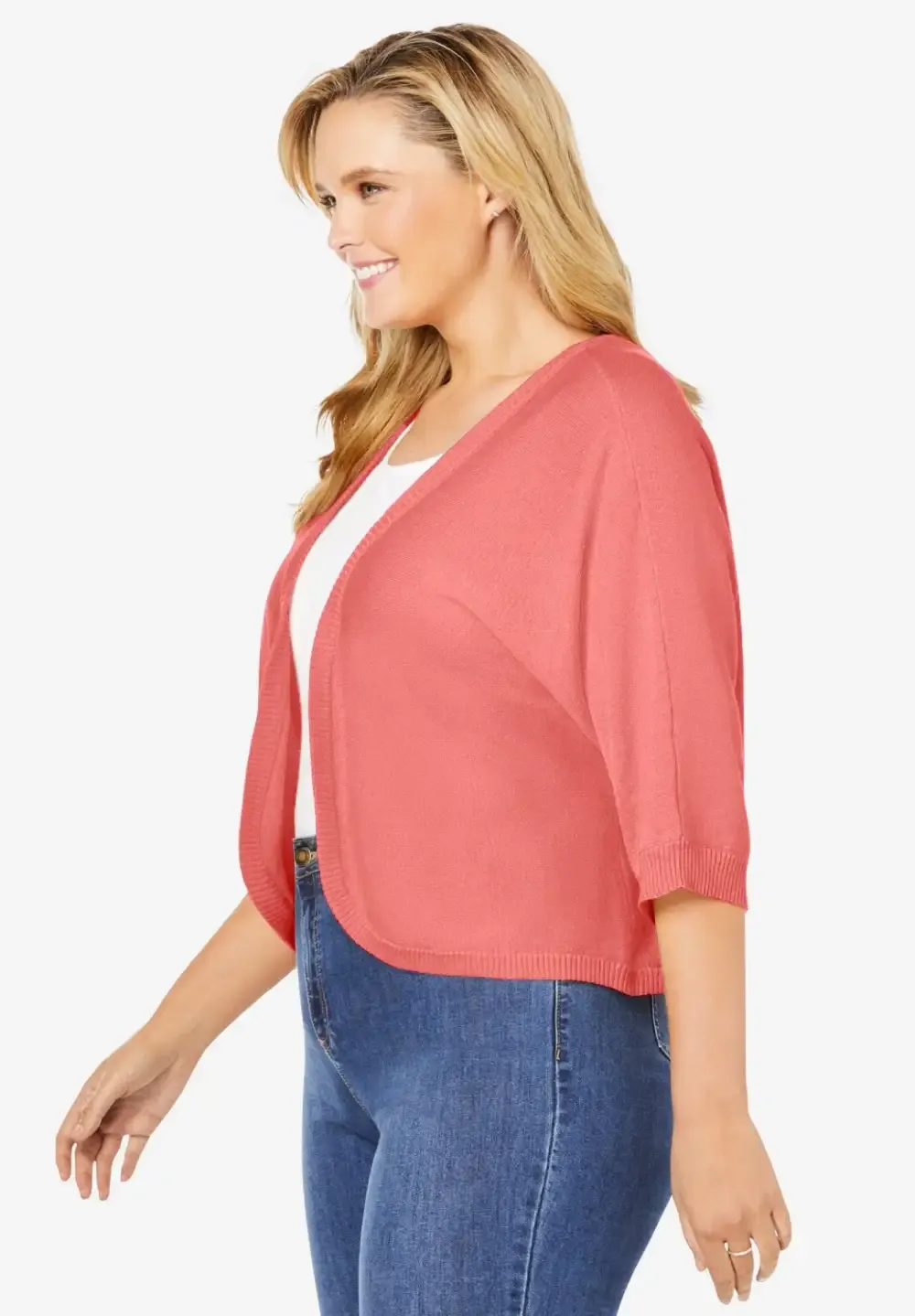 Rib Trim Cardigan Shrug