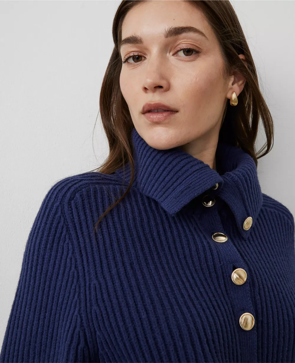 Ribbed Button Sweater