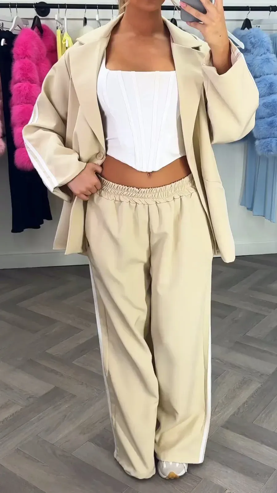 Women's Casual Striped Suit Pants Set
