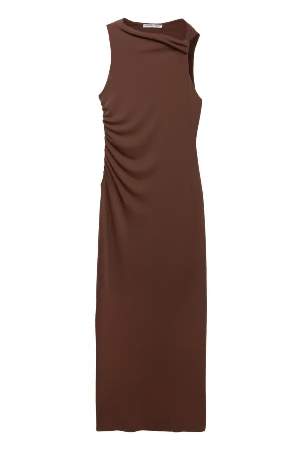 Vestido midi frunces