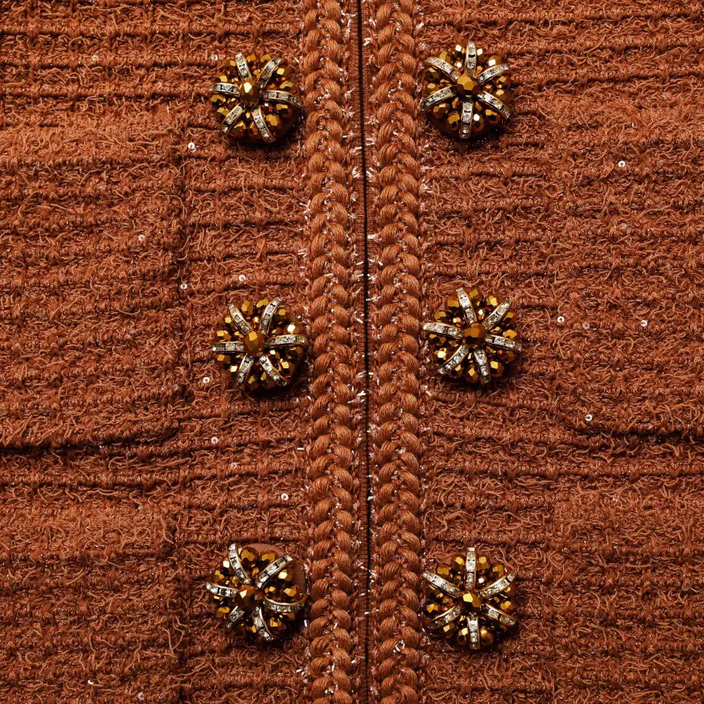 Brown Textured Knit Jacket