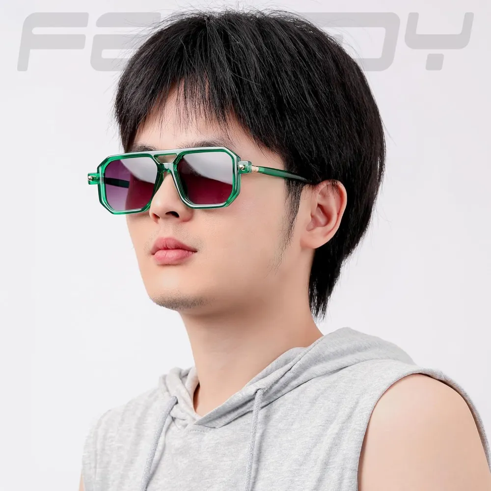 FEISEDY Vintage Square 70s Flat Aviator Sunglasses Women Men Classic Retro Stylish Frame UV400 Sunglasses B2622