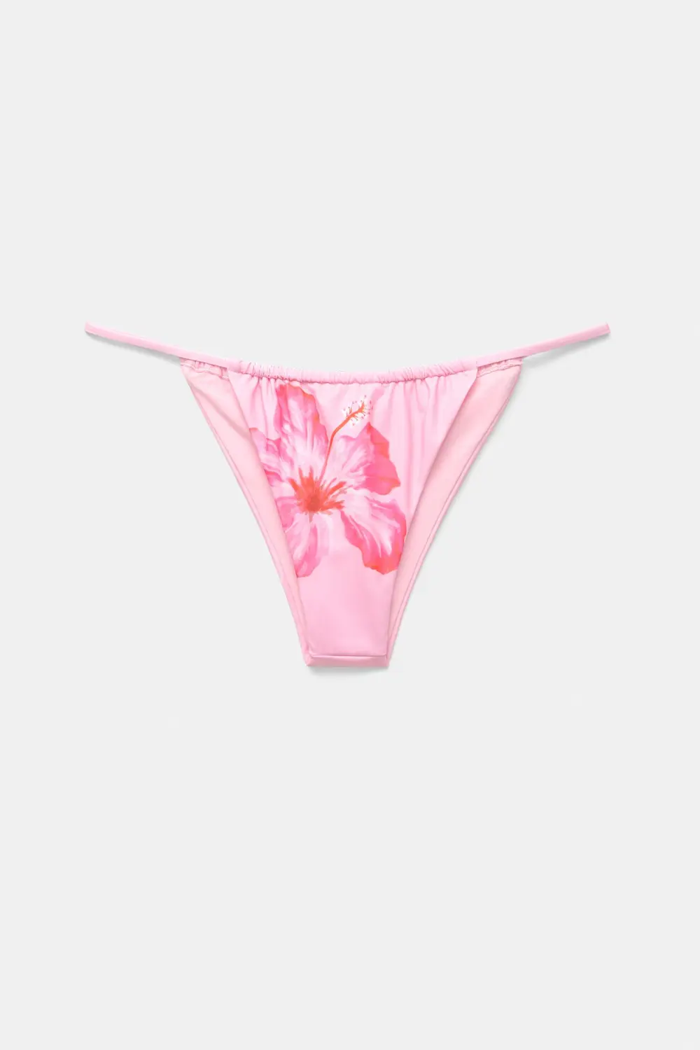Floral bikini bottoms with gathered detail