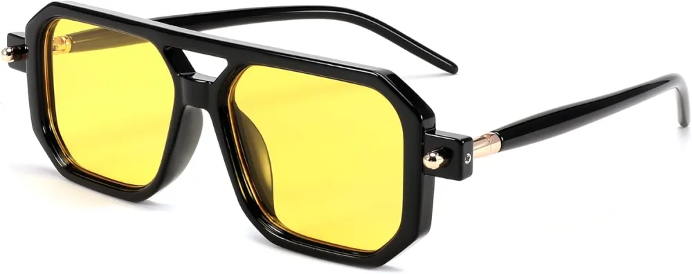 FEISEDY Vintage Square 70s Flat Aviator Sunglasses Women Men Classic Retro Stylish Frame UV400 Sunglasses B2622