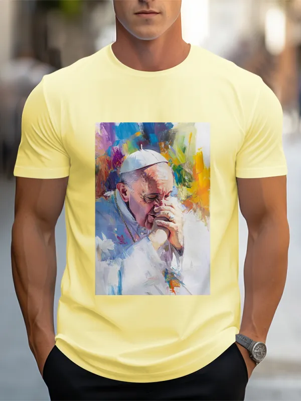Men'S Short Sleeve Round Neck Pure Cotton T-Shirt