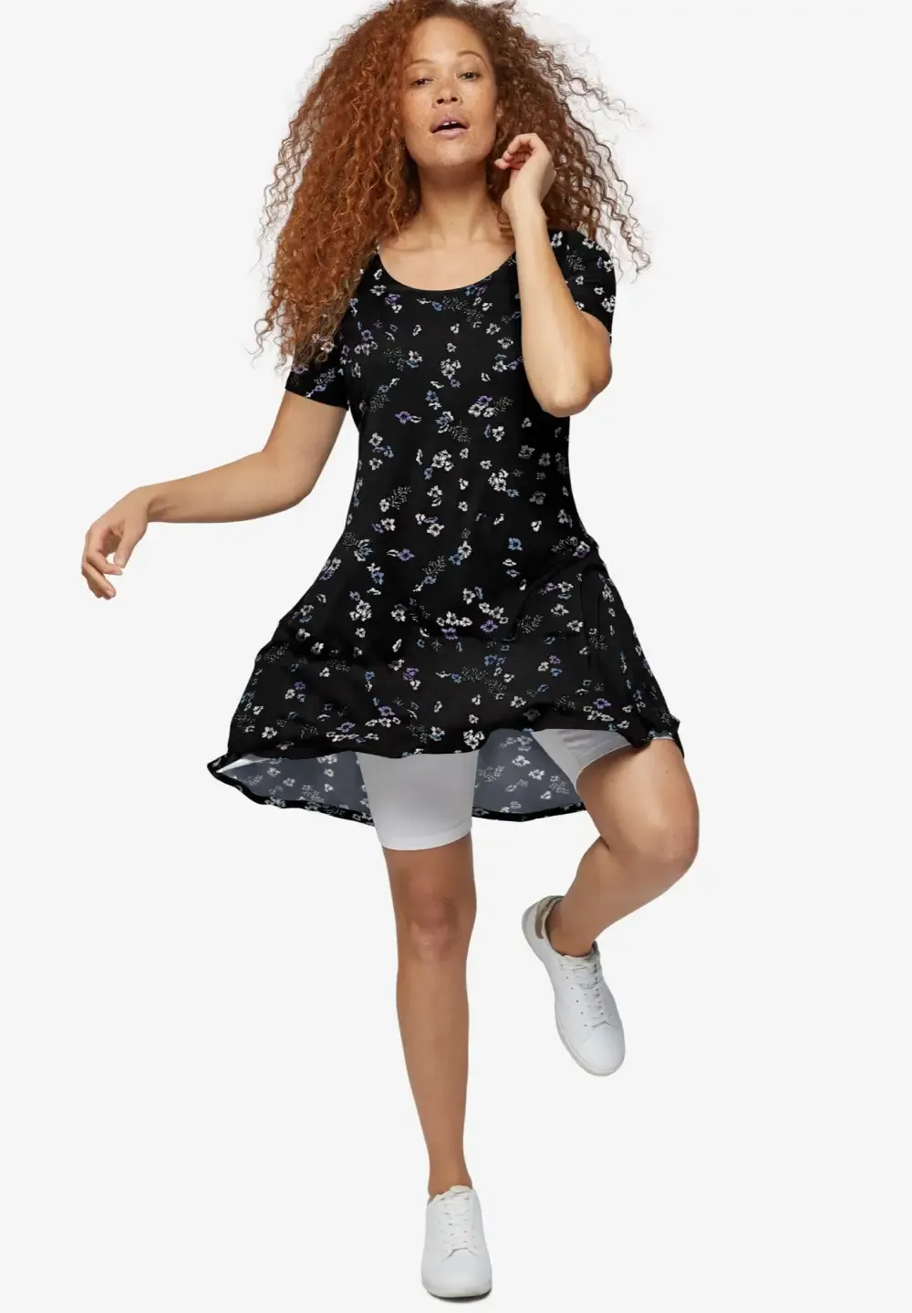 Short Sleeve A-Line Knit Dress