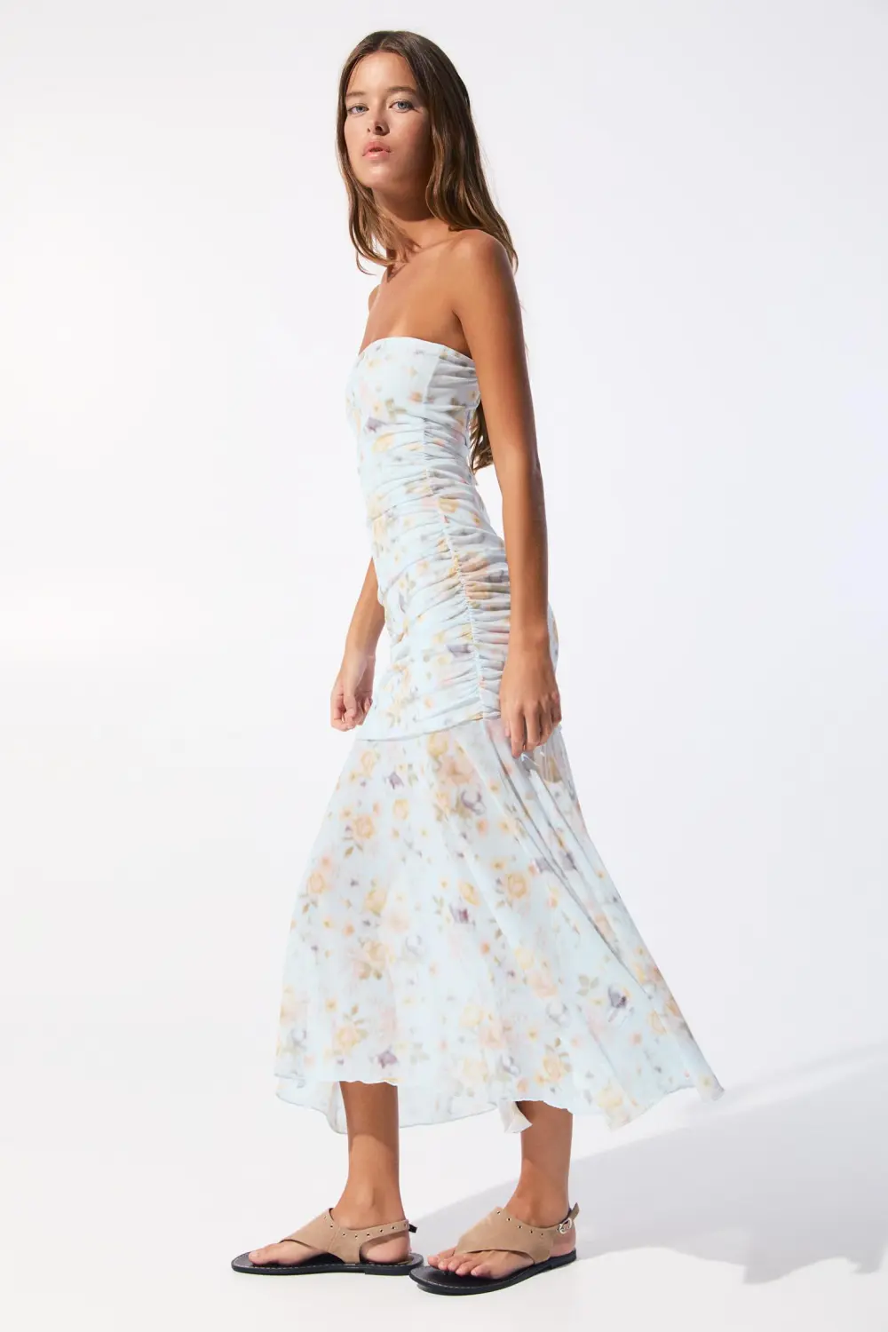 Vestido midi tul flores