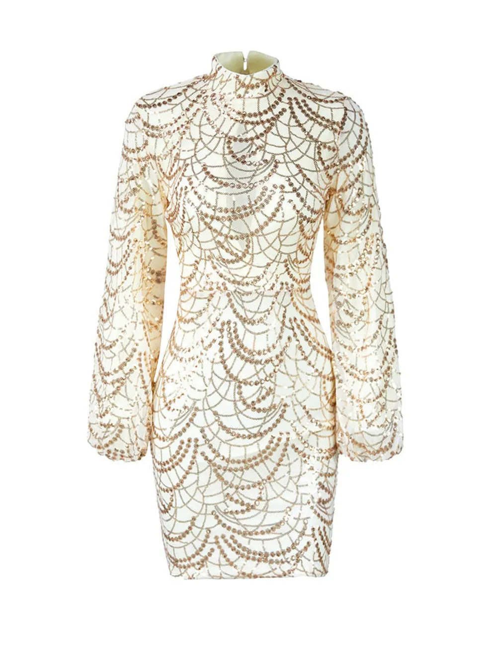 Mock Neck Sequin Bodycon Dress