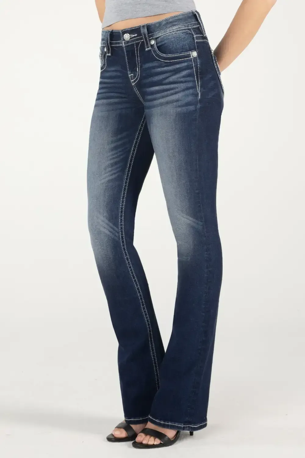 Sparkling Starry Night Patch Bootcut Jeans