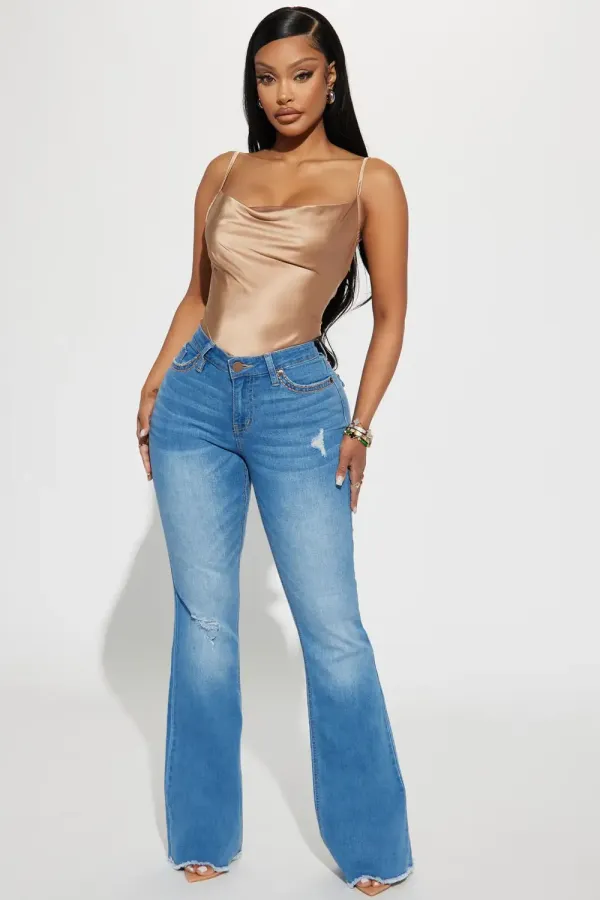 Dallas Mid Rise Stretch Flare Jeans - Medium Wash