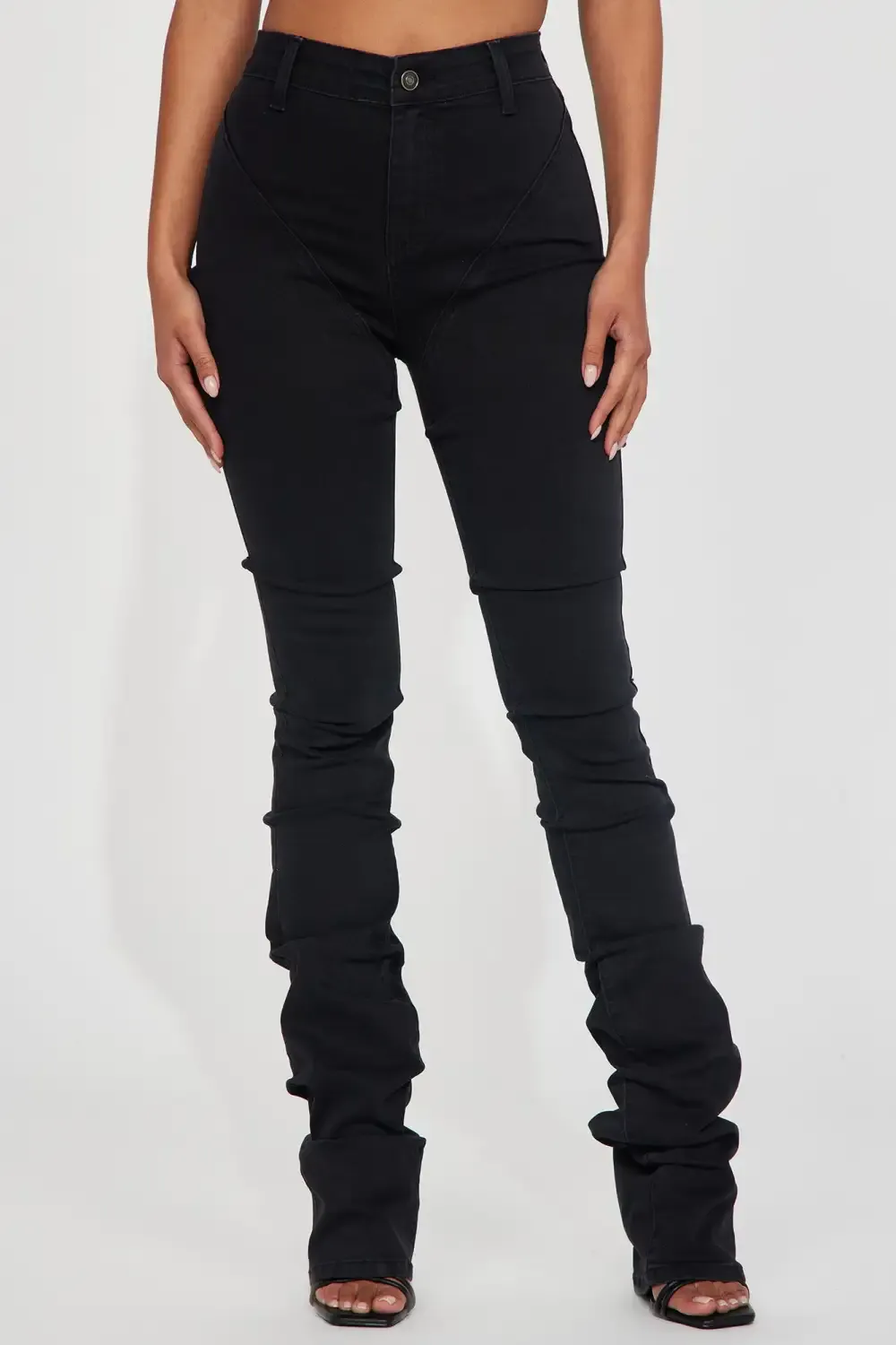 Tall See Me High Rise Stacked Straight Leg Jeans - Black