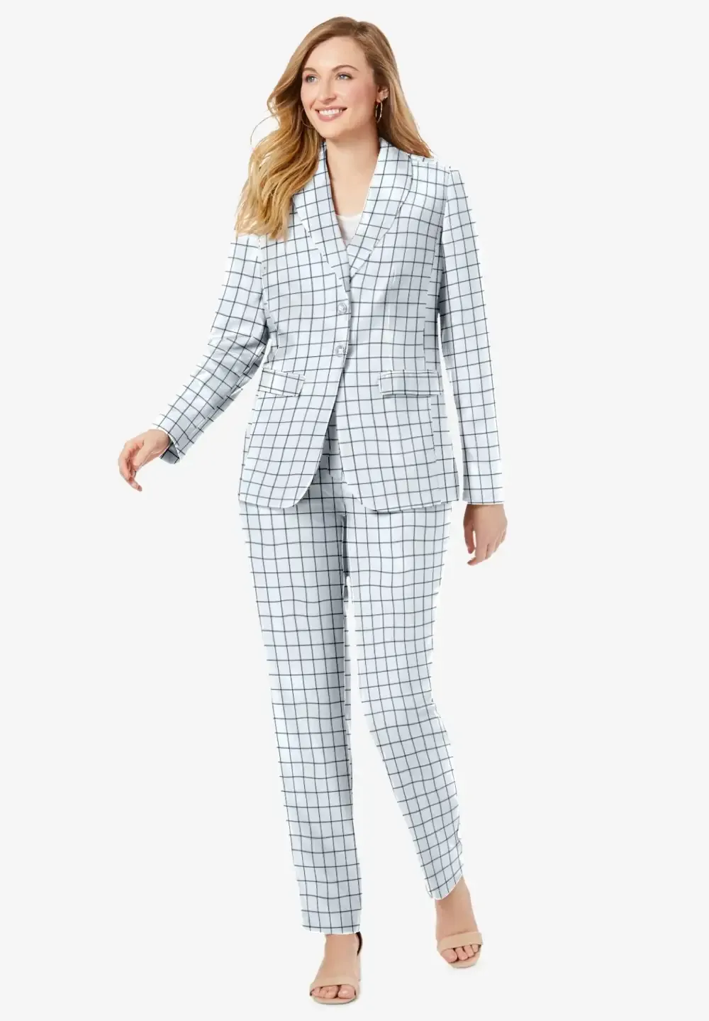 2-Piece Stretch Crepe Single-Breasted Pantsuit