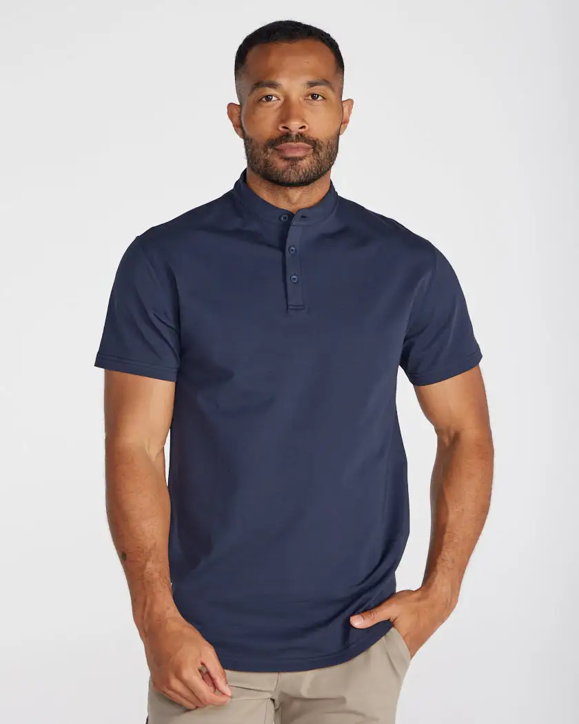 Stand Collar Short Sleeve Polo