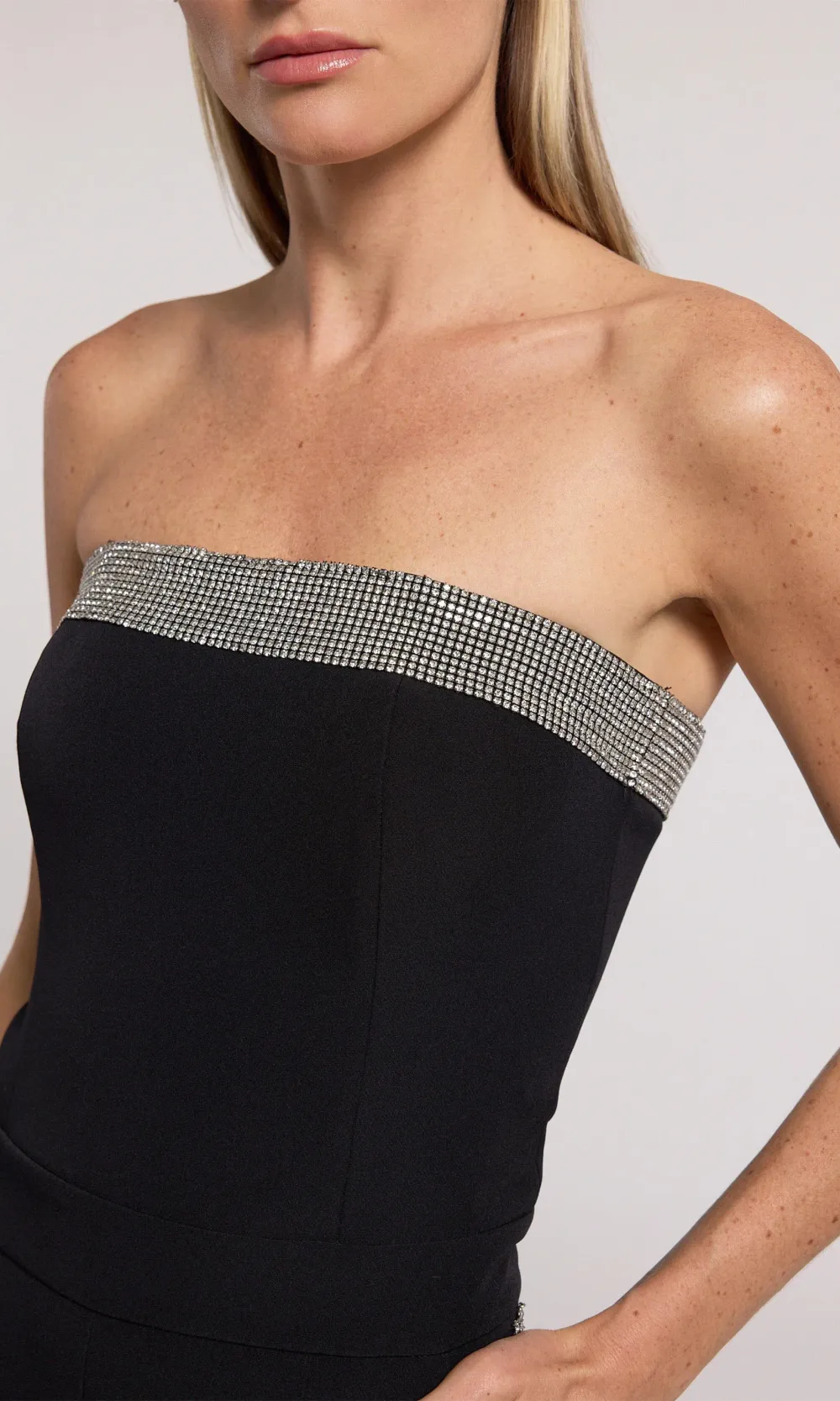 Chelsea Crystal Embellished Crepe Jumpsuit
