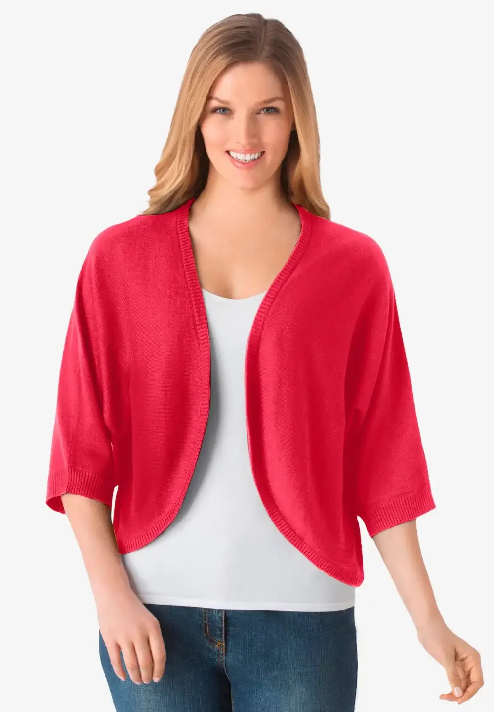 Rib Trim Cardigan Shrug