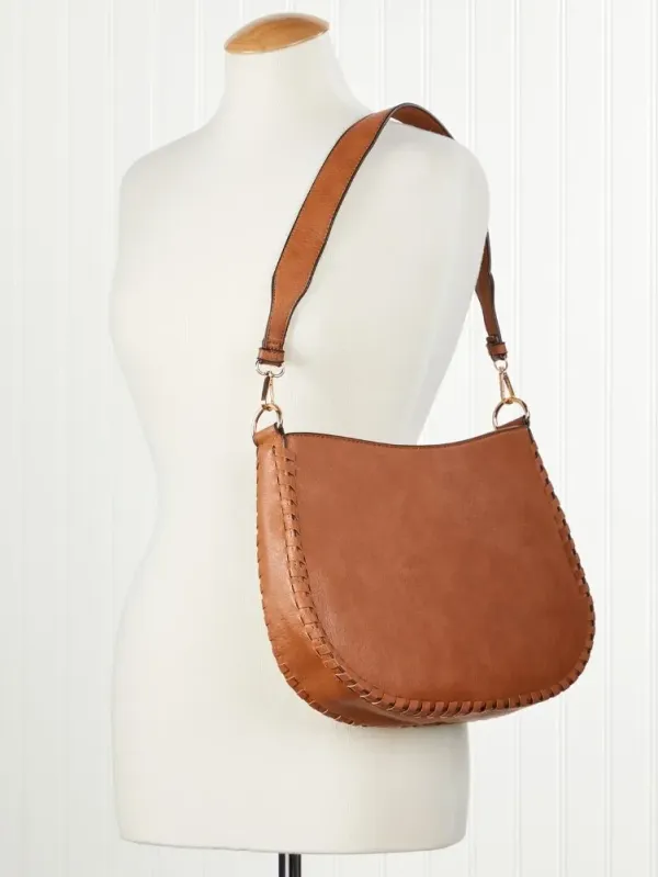 Faux Leather Crossbody Bag With Dual Straps