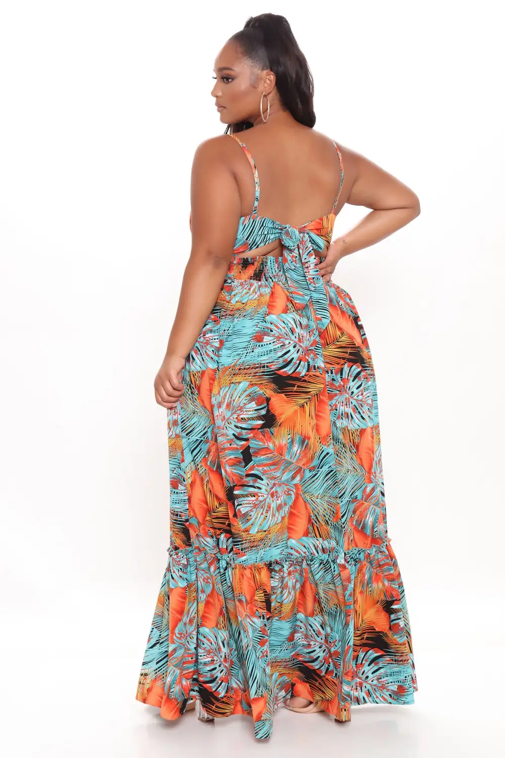 Kiana Tropical Maxi Dress - Black/combo