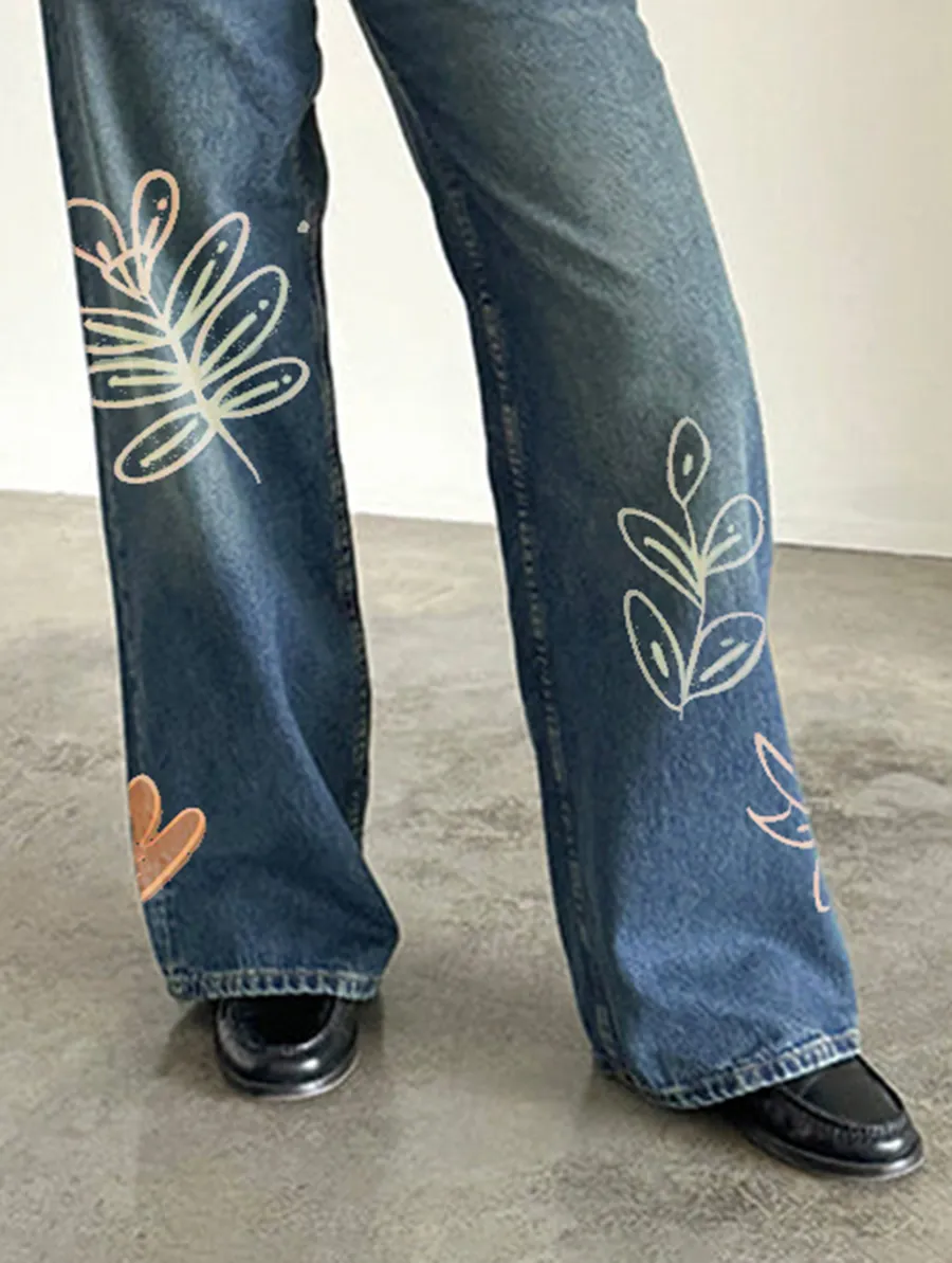 Bright Blue Roomy Extra Wide Low Rise Jeans