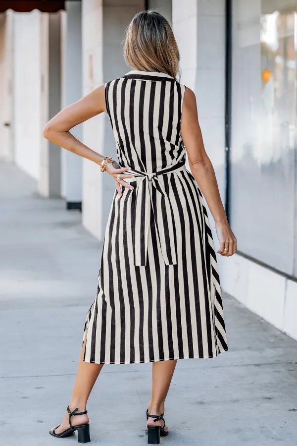 Clean Cut Striped Midi Dress