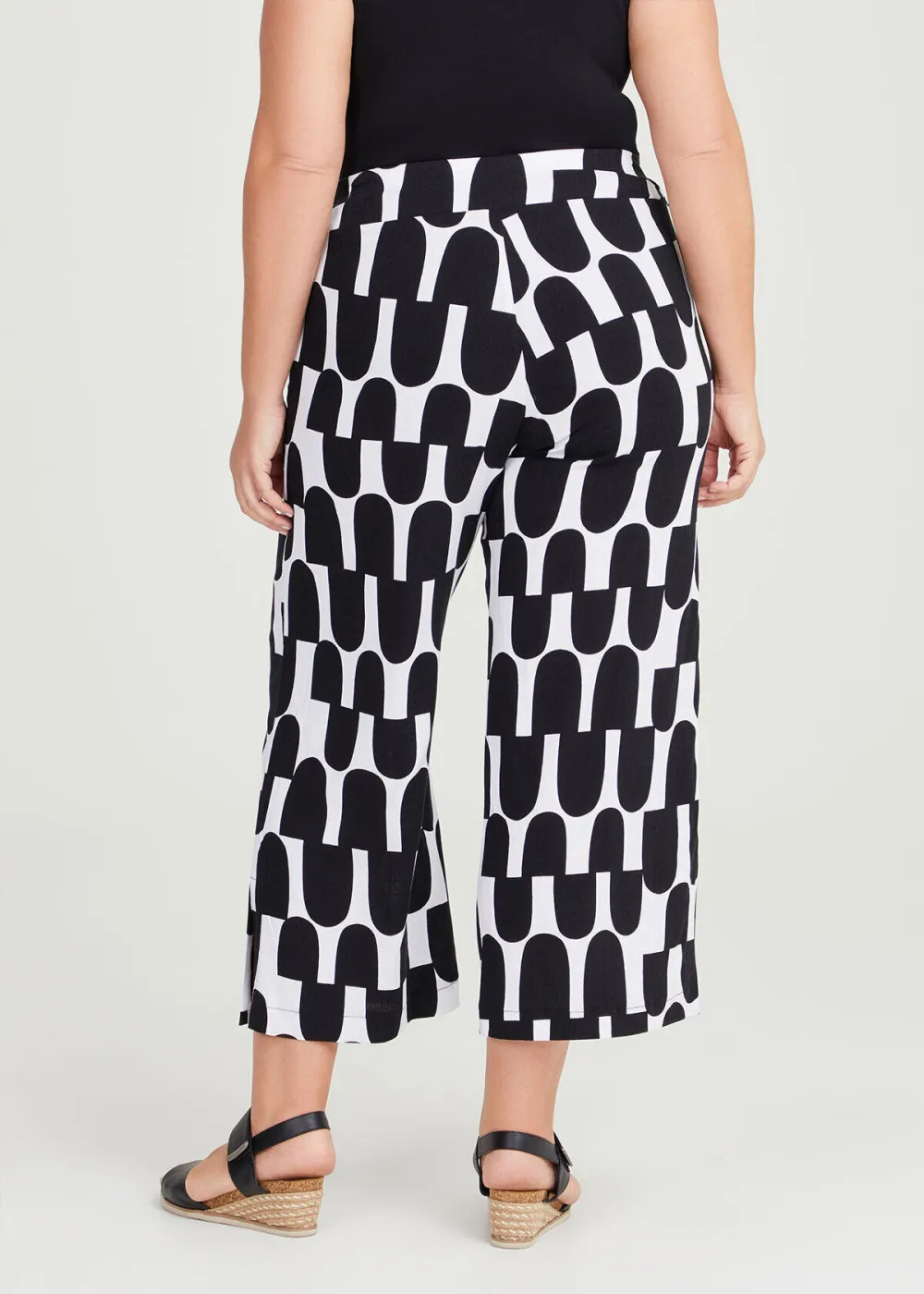 Print Natural Wide Crop Pant