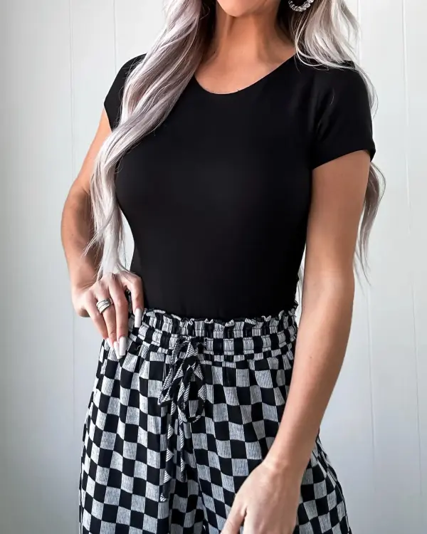 V Neck Bodysuit - Black