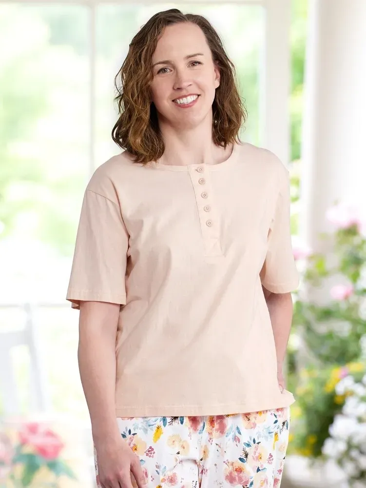 Women's Comfort Knit Solid Color Cotton Sleep T-Shirt