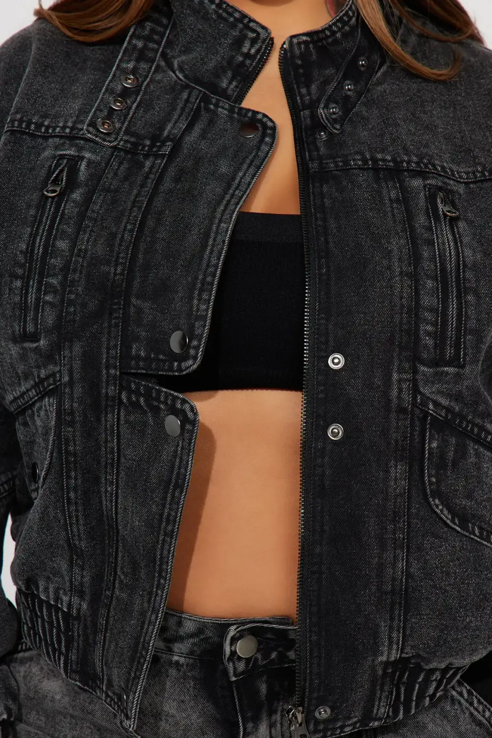 Writing On The Wall Denim Moto Jacket - Acid Wash Black
