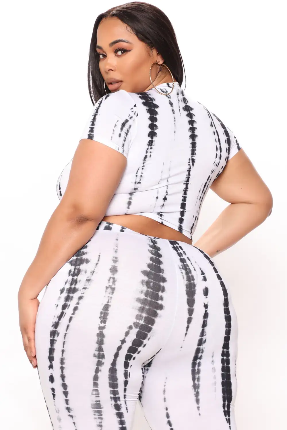 Jazmin Tie Dye Pant Set 33 - White/Black