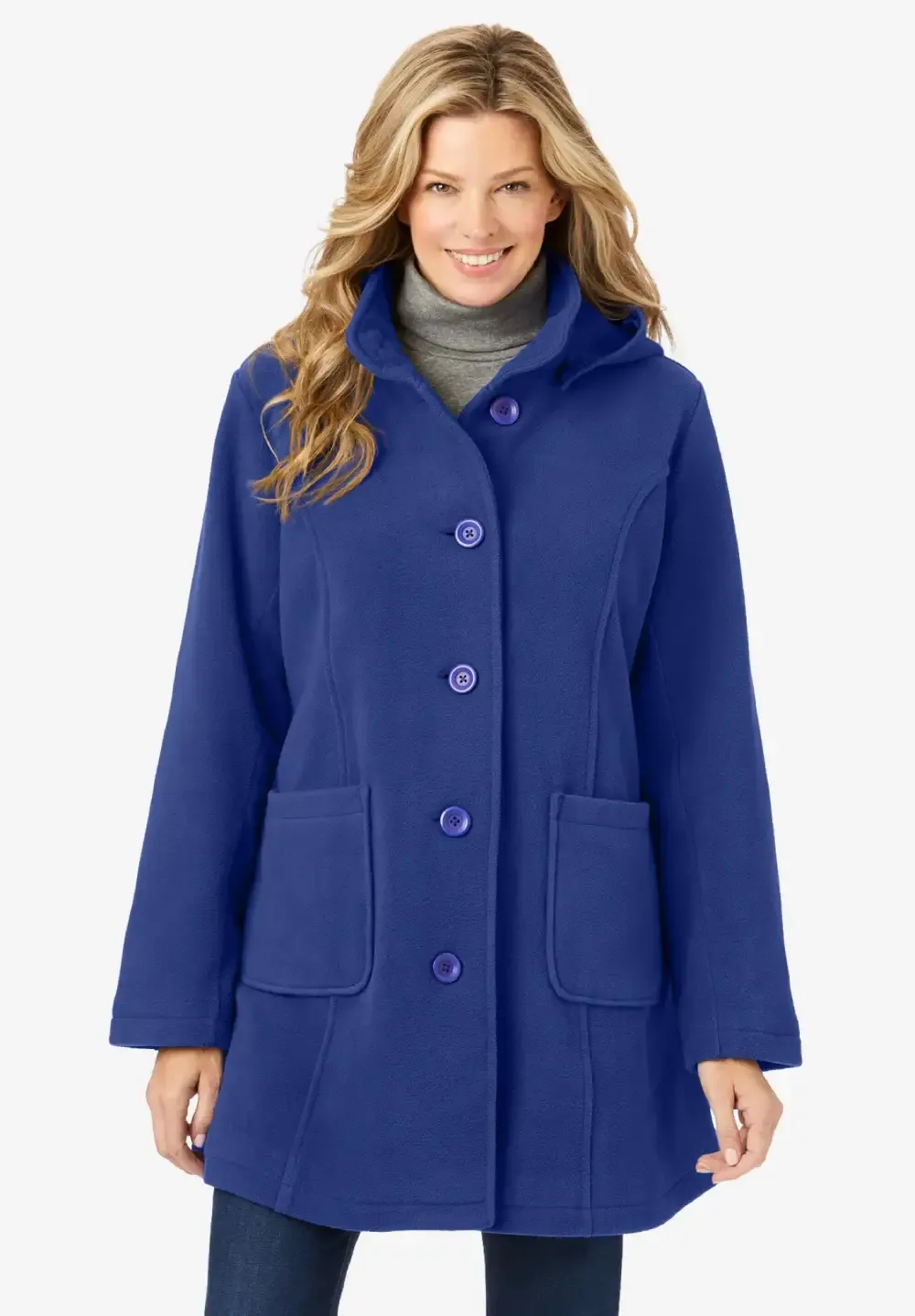 Hooded A-Line Fleece Coat