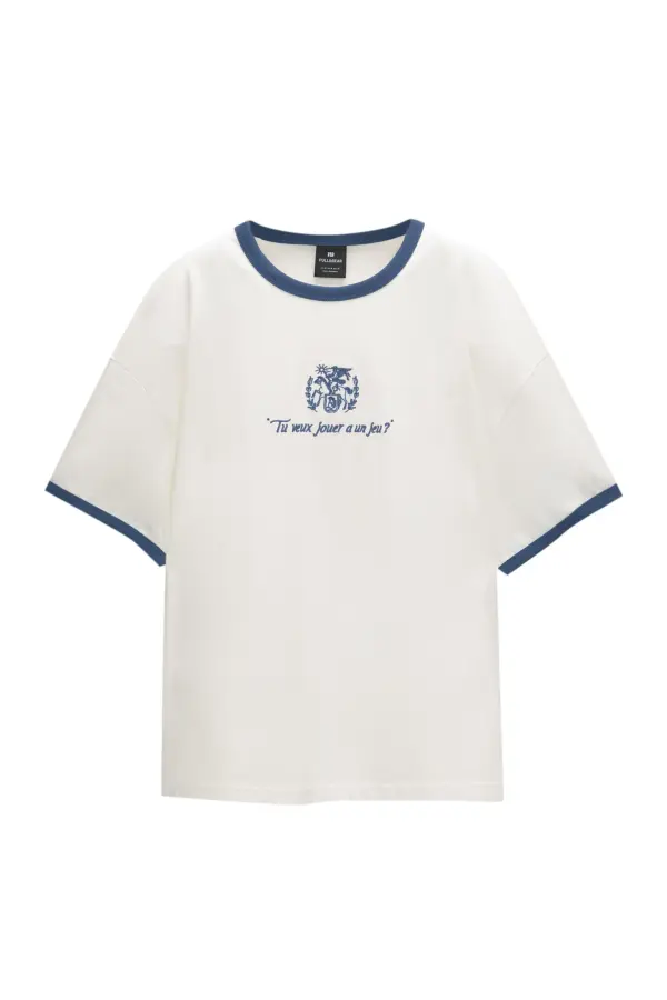 Contrast embroidered T-shirt
