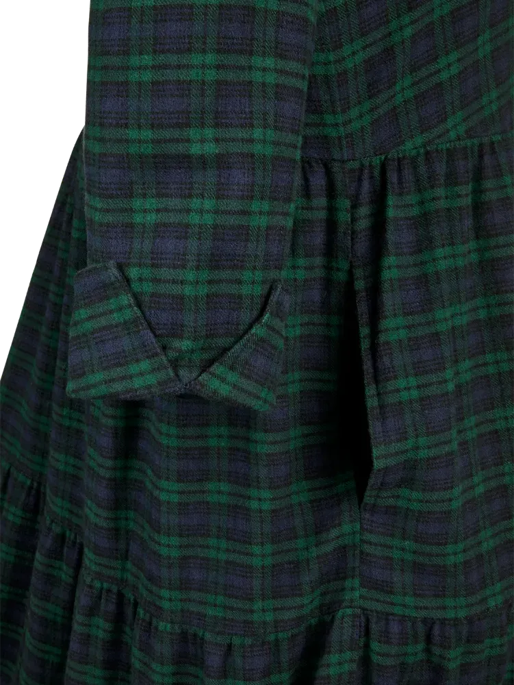 Plaid Flannel Tiered Midi Dress