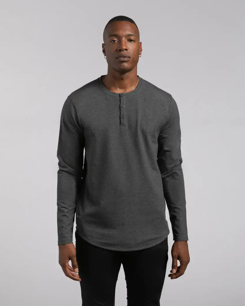 Henley Drop-Cut Long Sleeve: Lux