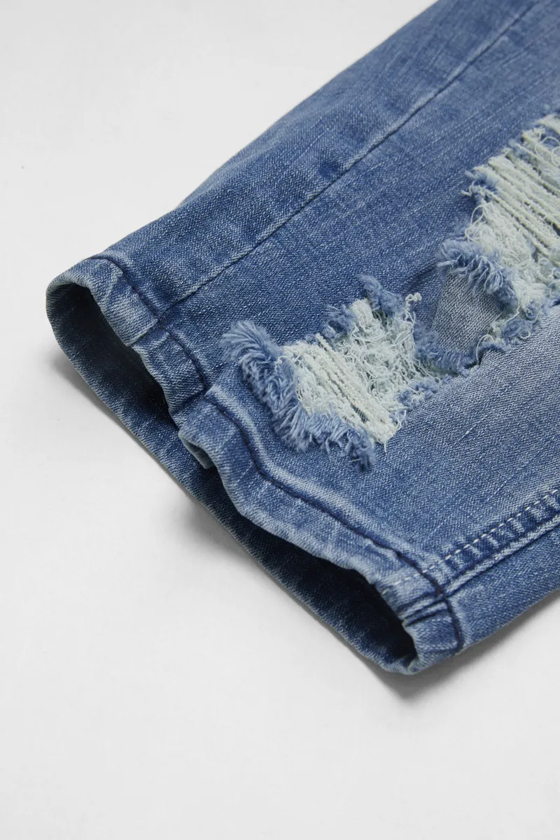 Wash Cut Out Low Waist Denim Bermuda Shorts