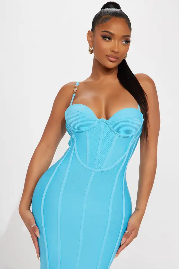 Victoria Bandage Midi Dress - Aqua